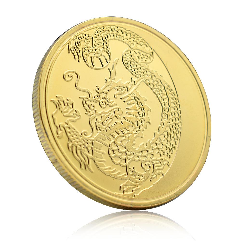 Russian zodiac the Year of the Loong commemorative coins, gold-plated commemorative medals, handicraft coins, Soviet Union foreign coins collection