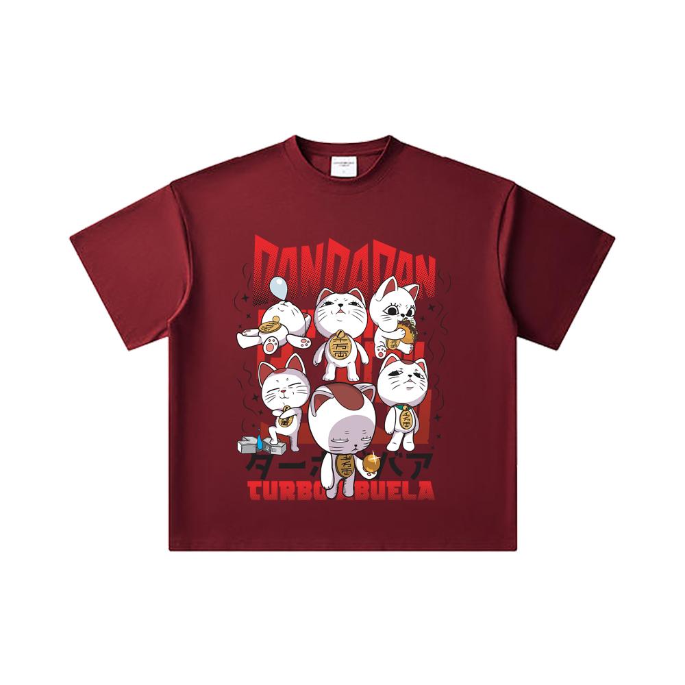 

260 GSM Double Yarn 32 Count 100% Cotton Dandadan V30 Turbo Granny Print Unisex Heavy Cotton T Shirt 2XL вина червоного кольору
