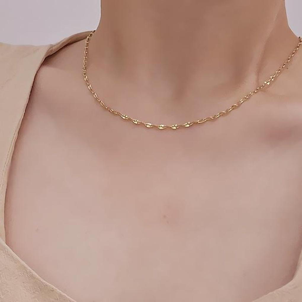 Women's Accessories Cutting One-Line Gold Necklace