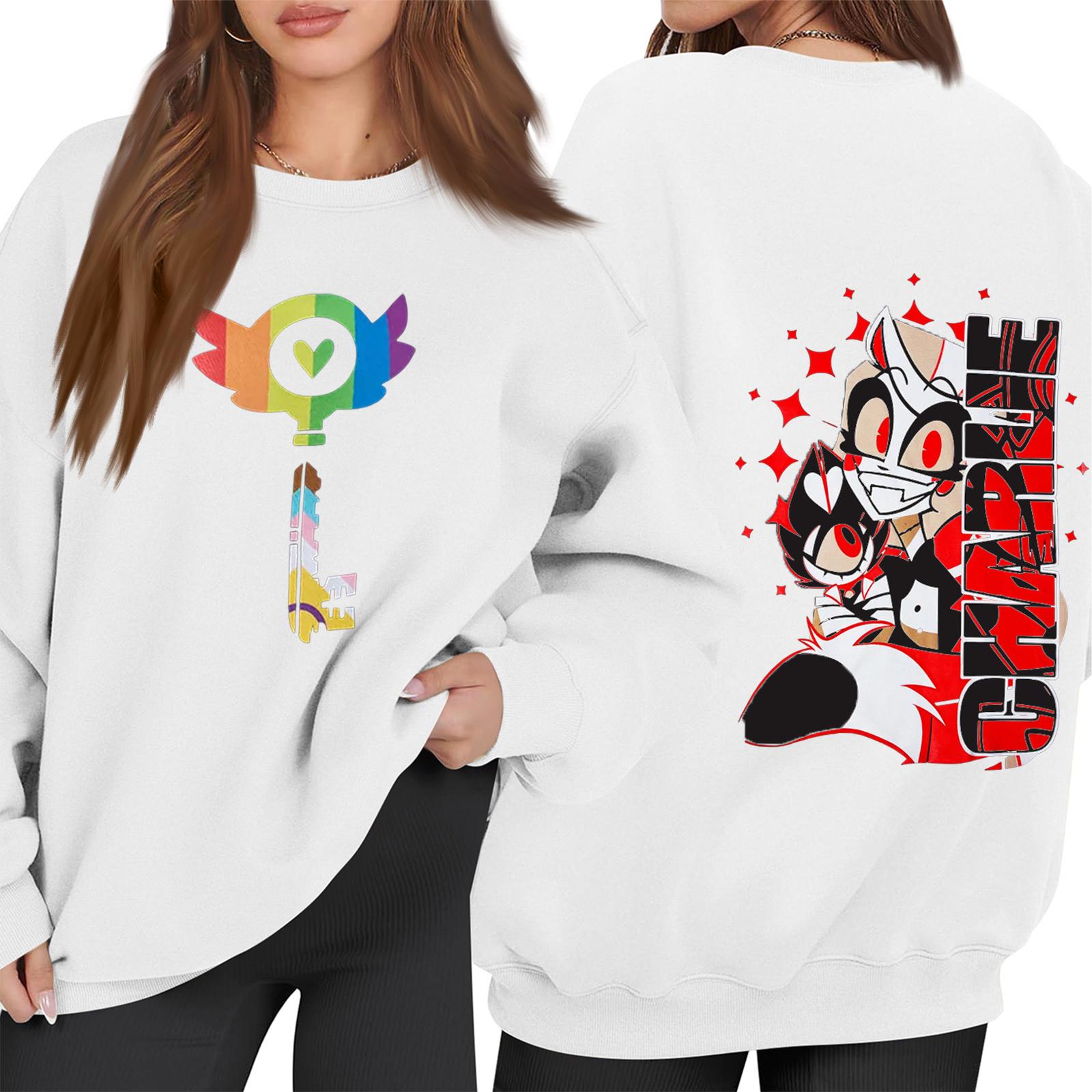 

Женский модный пуловер с длинным рукавом, принтом и круглым вырезом, свободного кроя XL белый