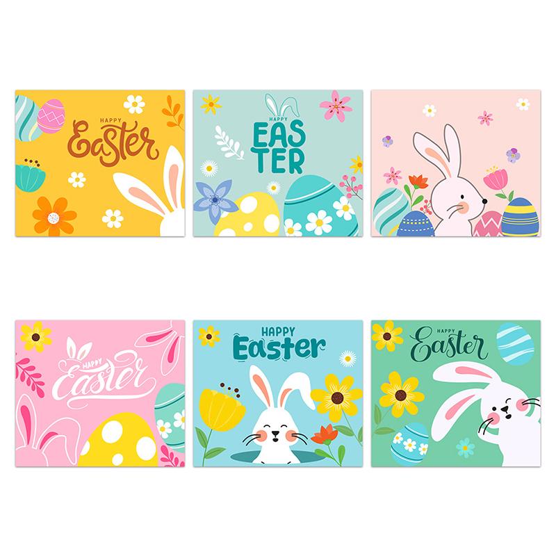 6PC Self-Adhesive Stickers Seasonal Decoration Easter Bunny Decals Easter Rectangle Shape For DIY Mugs Tea Cups