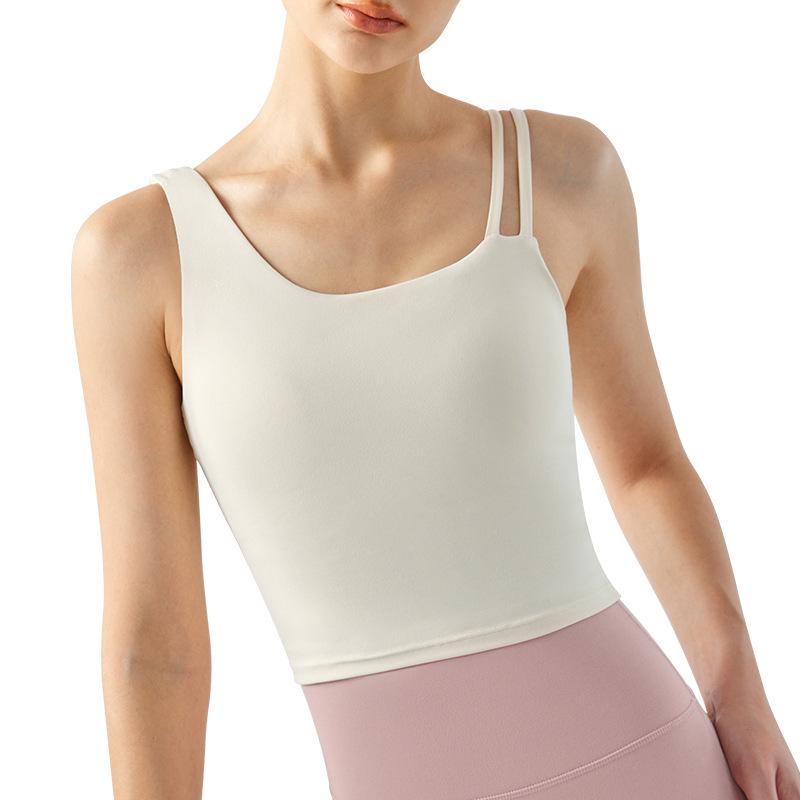 Women's Slim Fit Yoga Vest with Water Drop Cup – Supportive and Stylish Solid Color Fitness Wear