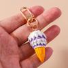 Cute Resin Ice Cream Keychain Simulated Food Key Ring Pendant for Women Girls Handbag Decor DIY Handmade Jewelry Gift