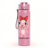 1PC Pink Pig Cartoon Figure Print 750ml Colorful Plastic Sports Water Bottle Leakproof Pop Lid with Straw for Outdoor Office Home Use