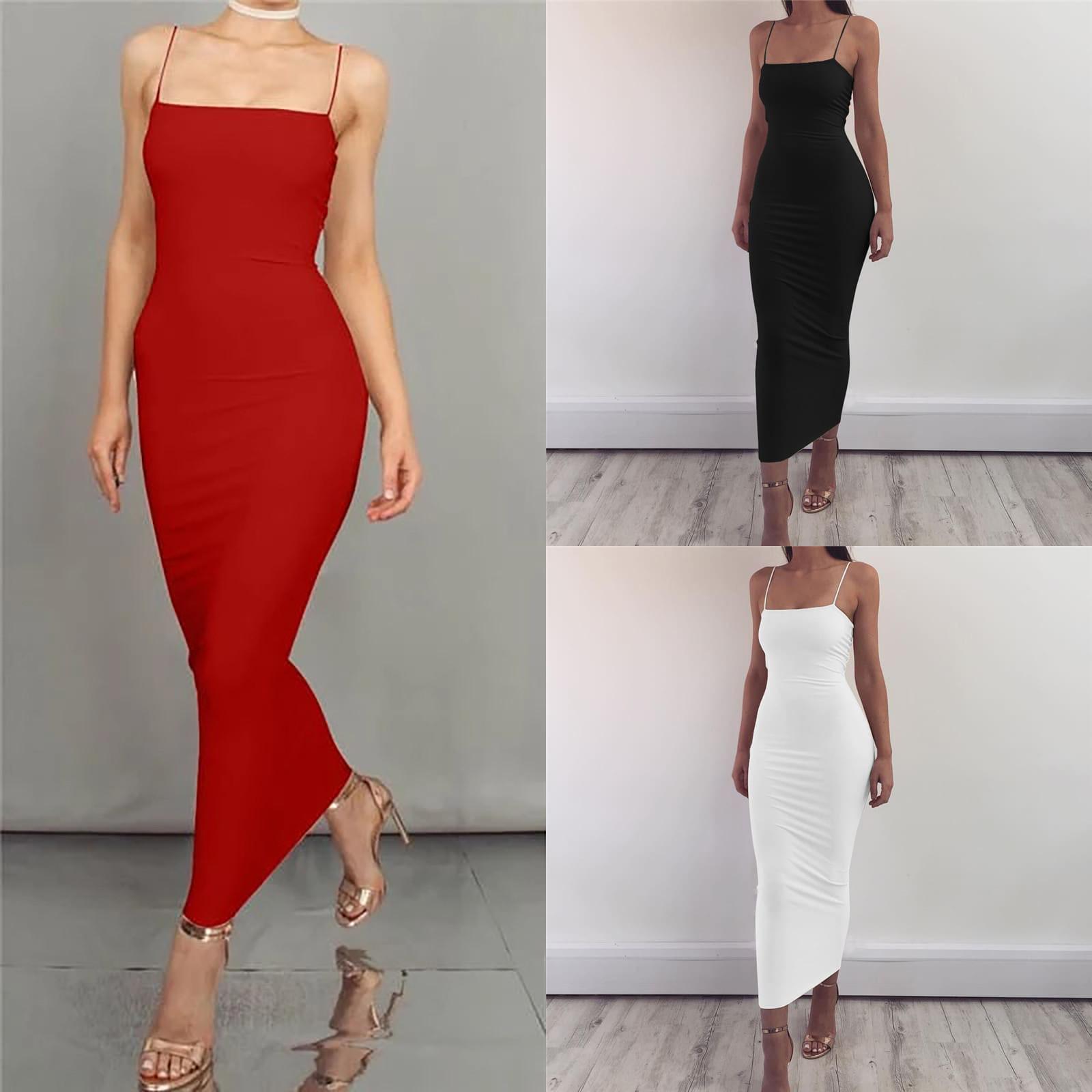

Women s Fashion Casual Solid Color Suspender Open Back Slim Bag Hip Sexy Dress