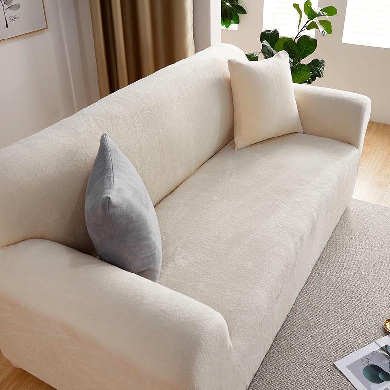 Potahy na pohovku do obývacího pokoje Elastický sametový plyšový jednobarevný potah na gauč Rohový potah ve tvaru L Potah na křeslo Domácí dekorace