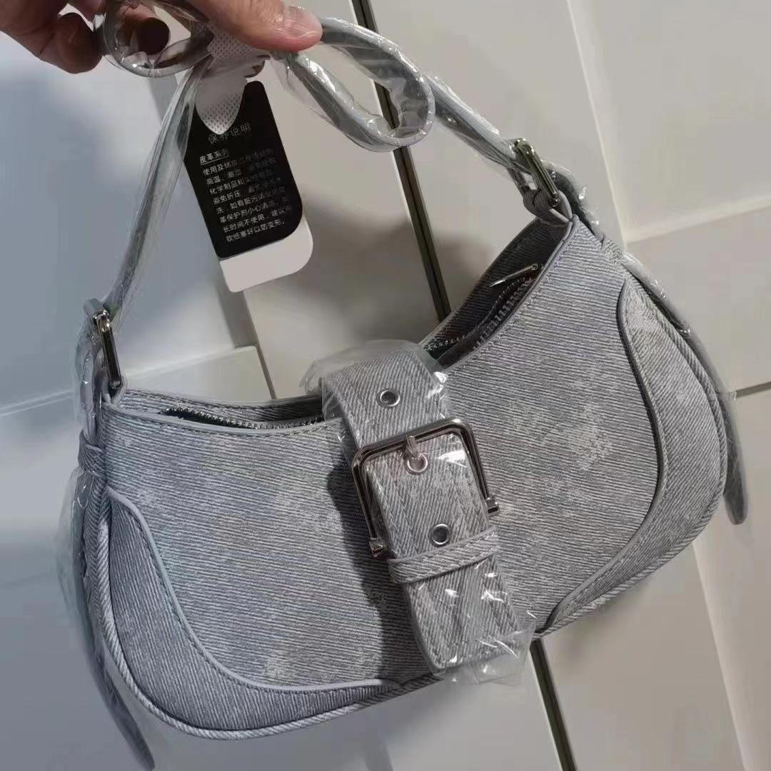 

Корейская женская сумка-багет из денима высокого класса - Сладкий и острый стиль 28x15x7 cm джинсовый синий