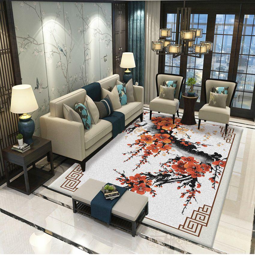 New Chinese Carpet Living Room Chinese Style Household Anti-Skid Bedroom Bedside Study Floor Mat Tea Table Blanket