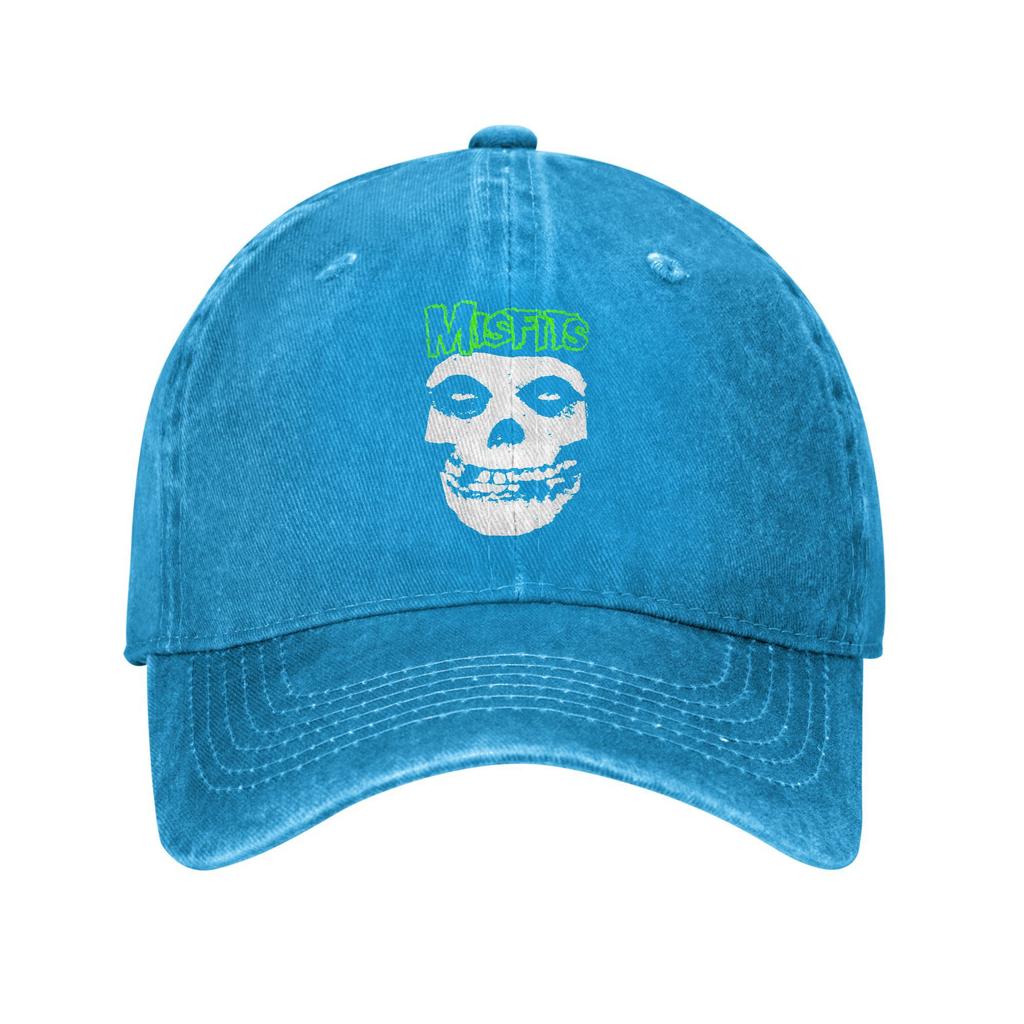 Retro Misfits Green Skull Logo Baseball Cap Men Women Distressed Washed Snapback Cap Outdoor Activities Adjustable Hats Cap