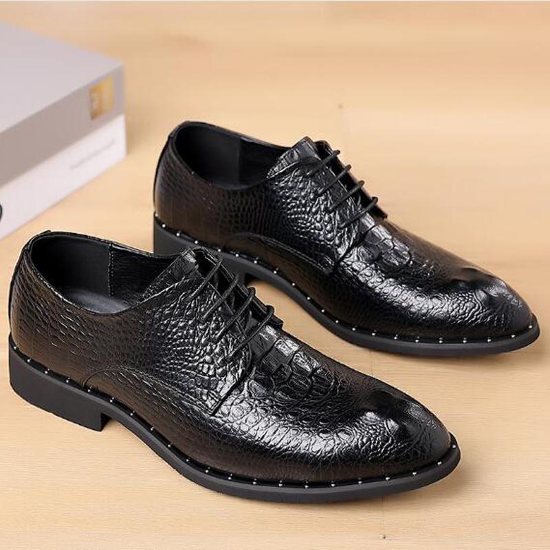 British Style Pattern Of Crocodile Leather Shoes Men'S Dress Wedding Party Business Shoes Oxford Ayakkabı Erkek M367