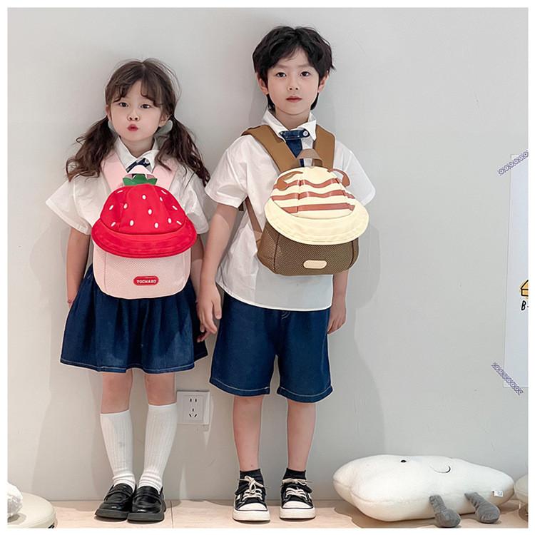 Cotton Children Preschool Backpack Cartoon Fruit Hat Durable Stitching School