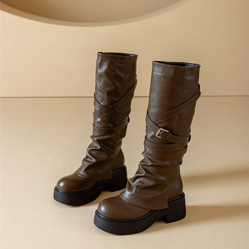 Lady's Riding Boots New Autumn High Heel Boots For Women Fashiona Internal Height Increasing Princess Slim Boots For Women