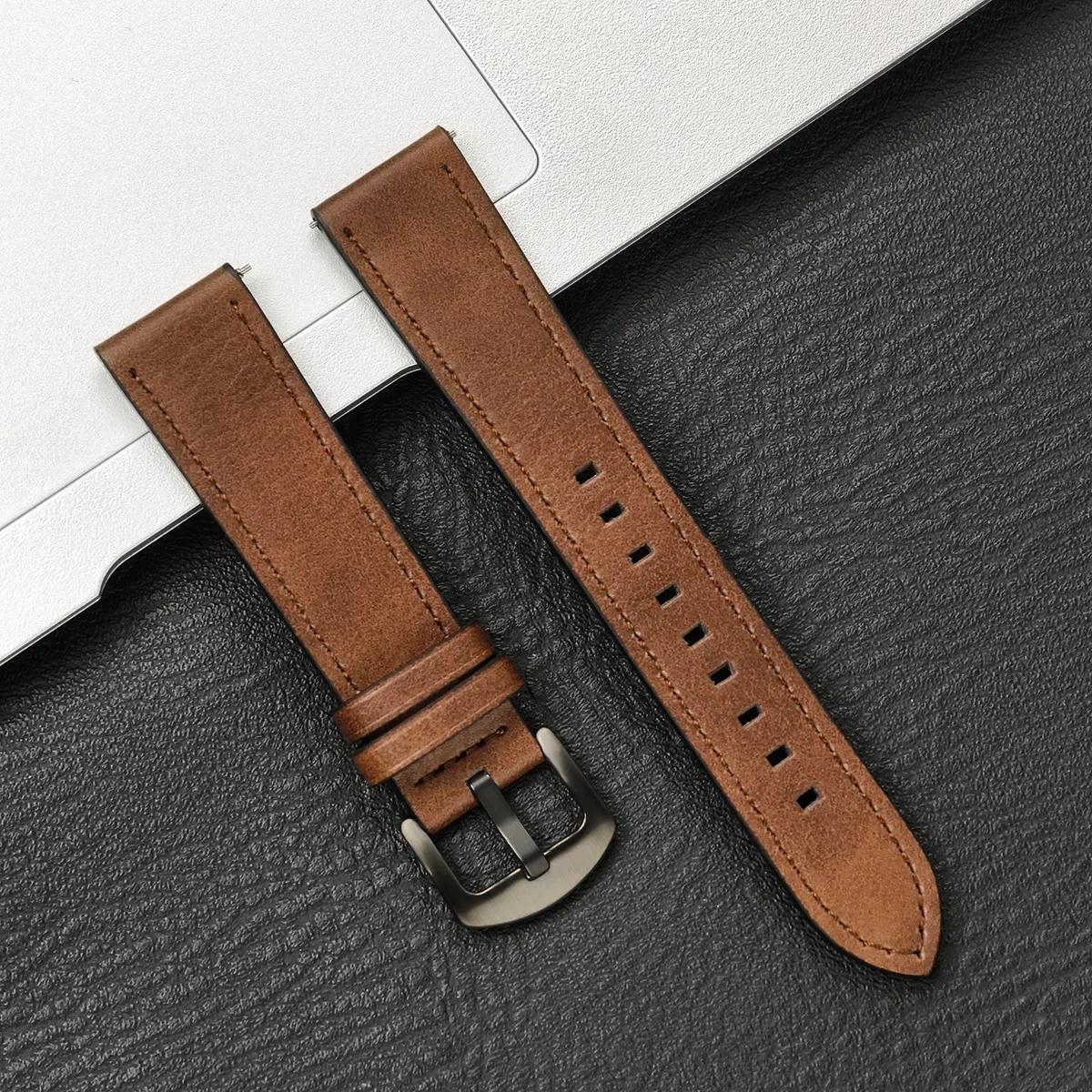 

22mm 20mm Leather Silicone Strap For Samsung Galaxy Watch 7 6 5 4 40mm/44mm Universal Band For Galaxy Watch 6 Classic 43mm 47mm 20mm