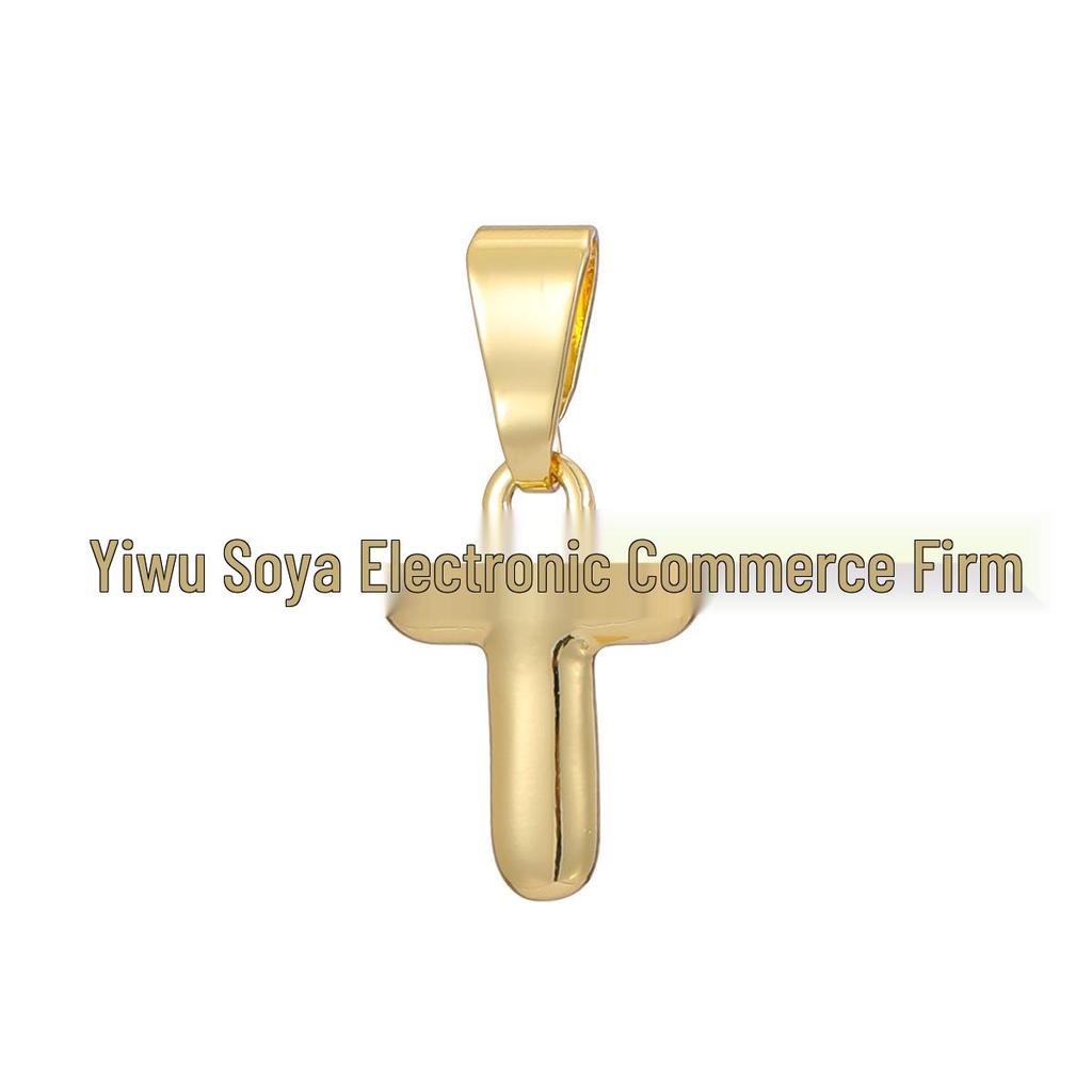 18k Gold-Plated Brass Mini Bubble Letter Pendant Necklace, DIY Personalized with 26 English Letters.