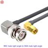 Q9 BNC Male To SMA Male Crimp for RG58 Coax Extension Connector RPSMA Male To BNC Right Angle Cable Fast Delivery Brass RF