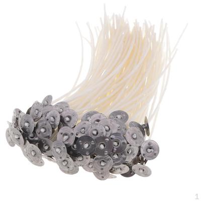 Mèche de bougie en coton blanc pré-ciré, 100 pièces, noyau pré-onglet pour la fabrication domestique, bougie chauffe-plat DIY