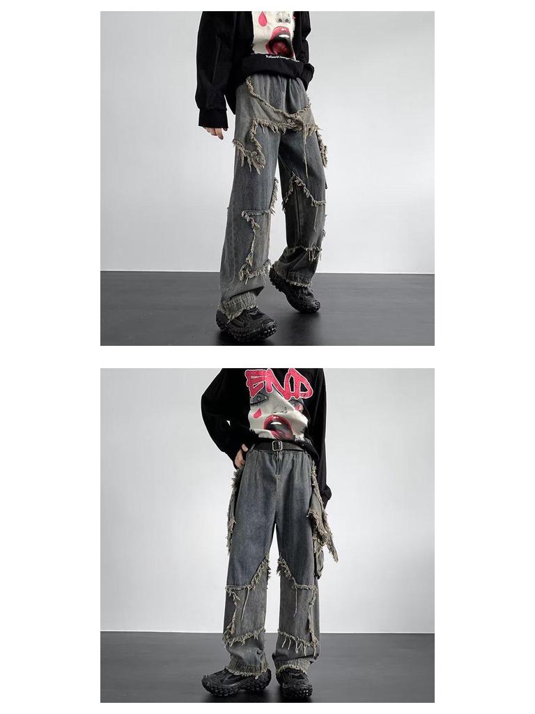Jeans Dritti a Gamba Larga Americani Retro 2024 – Stile Estivo High Street, Vestibilità Ampia, Design di Nicchia