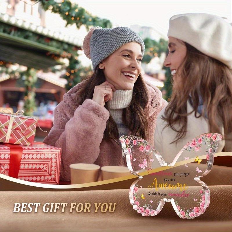 Butterfly Inspirational Gift - Pink Floral Acrylic Plaque for Women's Celebrations