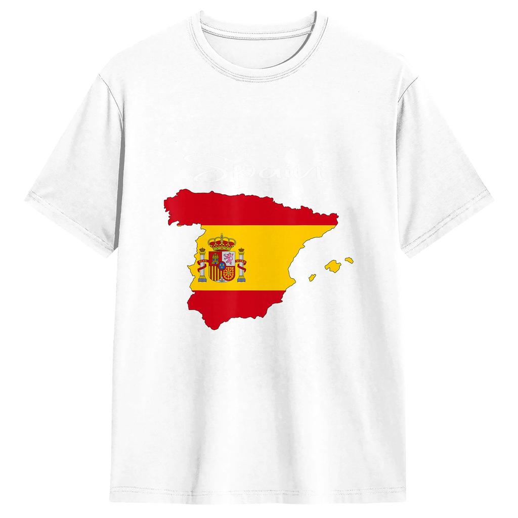 Spain Spanish Flag T Shirts Unisexs Cotton Novelty Tshirts Round Neck Tees Short Sleeve Clothing Plus Size