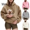 Women Sweatshirt with Pet Pouch Sling Hoodie, Oversized Hooded Kangaroo Cat Pouch, Dog Fleece Pullover Top