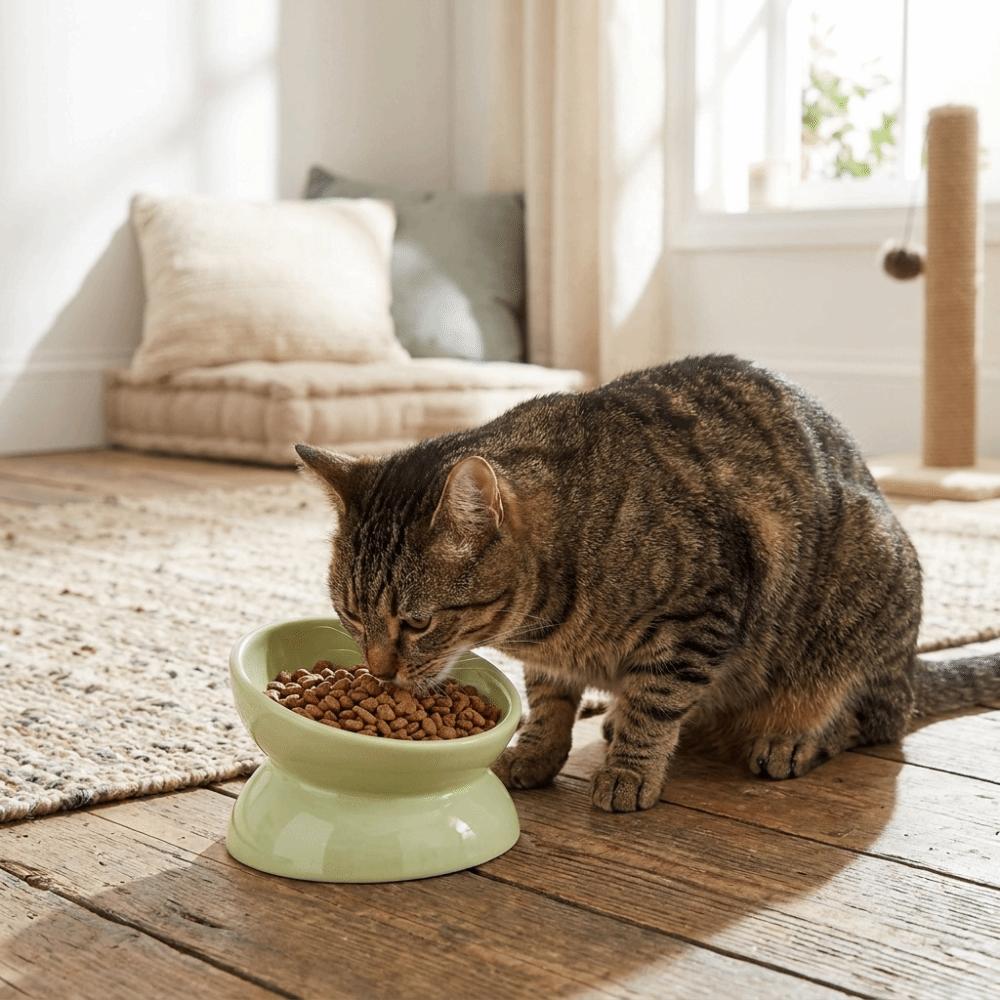 Ciotola Rialzata in Ceramica ad Ampio Diametro per Gatti Anti Ribaltamento Ciotola Alimentazione Gatti Protezione Cervicale