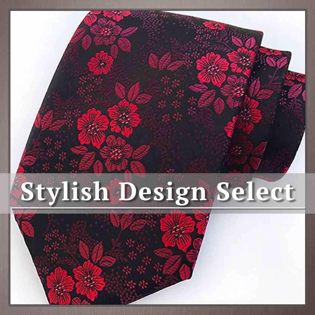 ONE LIMITATION Men's Tie, Suit, Business, Floral Pattern, Casual, Stylish, NK005 (Green 278)