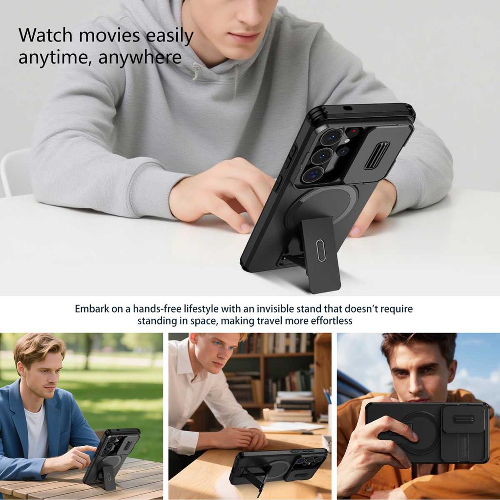 ForSamsungGalaxy S26 S25 S24 S23 Ultra Plus Magnetic Ring Bracket Sliding Camera Lens Protection PhoneCase ForSamsung S25 S24 FE