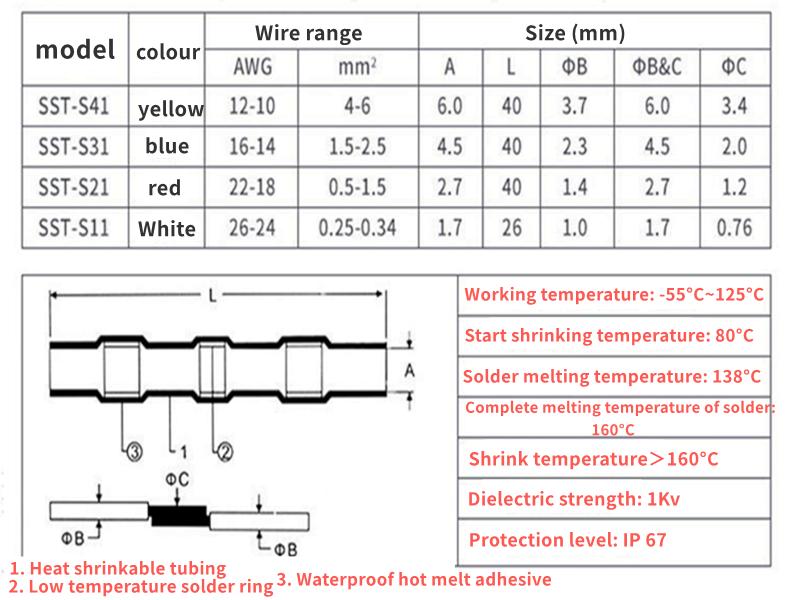Waterproof Solder Connector Terminals,Heat Shrink Casing with Solder Connectors,Electrical Butt Wire Connector Sealing Tube