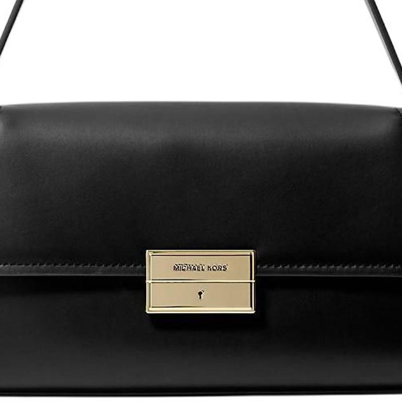 MICHAEL KORS Ludlow gold hardware snap fastening leather shoulder bag medium women's black