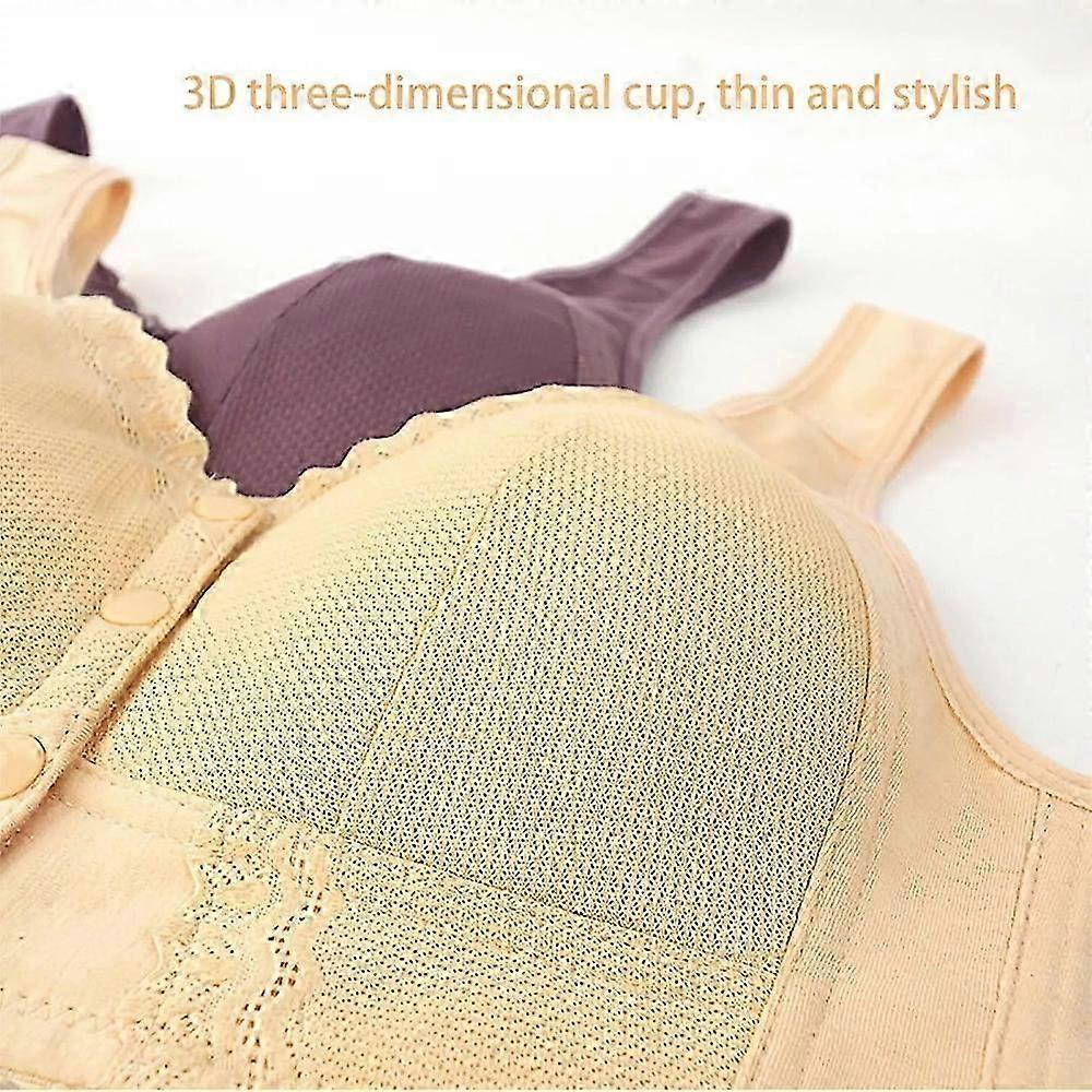 New Arrival: Soft Cotton, Light-Cup, Front-fastening Lace Wireless Bralette for Mature Women – Plus Size