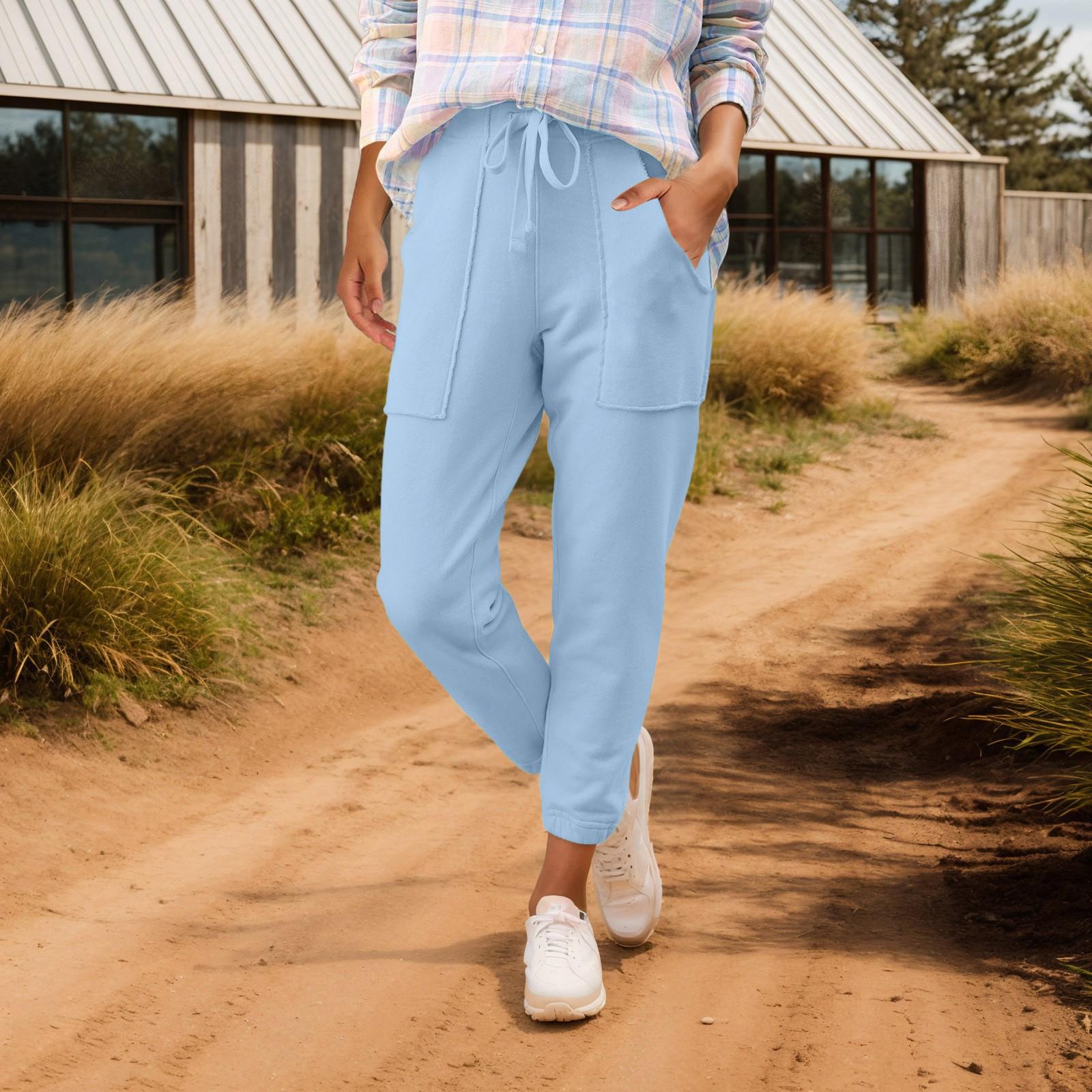 

Women s Color Loose Elastic Waistband Pocket Casual Pants Sports Sweatpants L