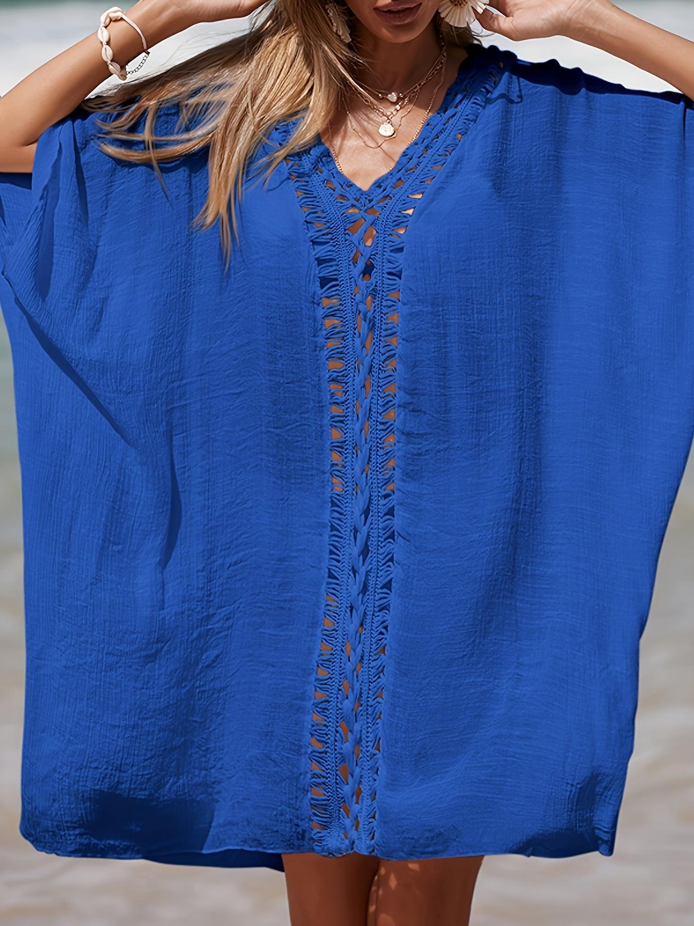 

Loose Beach Cover-Up Short Sleeve Women s Casual Vacation Bikini Cover Up for Beach Pool Seaside Holiday Wear One Size