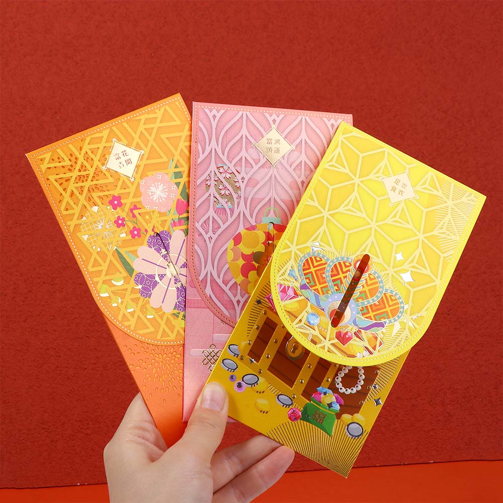 

DIY Card Packing Chinese Year Flowers Paper Envelopes Money Packing Bag Red Envelope Red Envelope C-2pcs