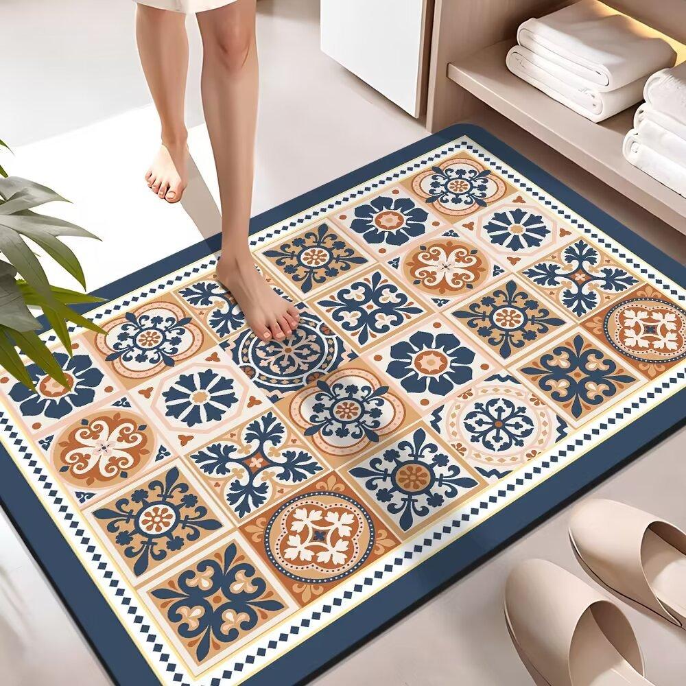 American-Style Bathroom Diatomaceous Earth Soft Mat Entrance Doormat for Bathroom Entrance Wash Basin Toilet Door Mat