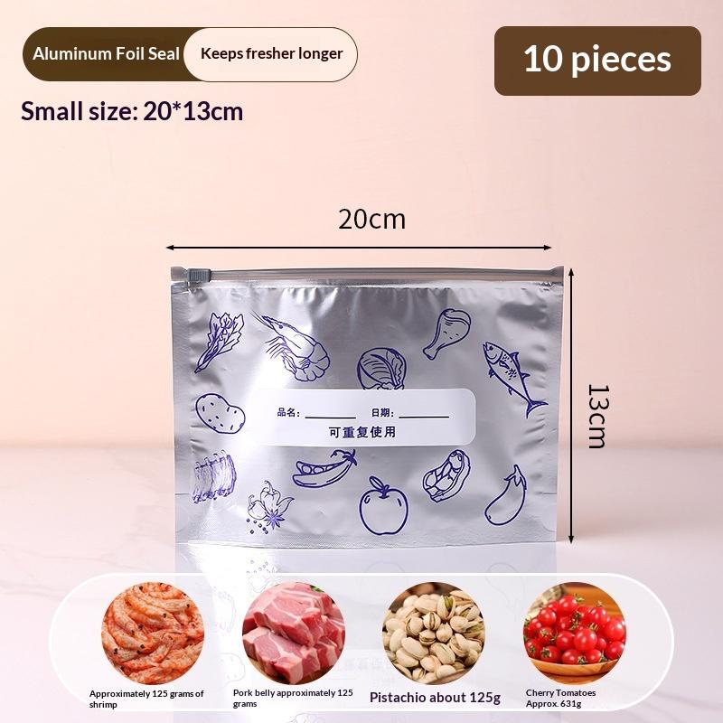 10Pcs Aluminum Foil Storage Bags Freezer Sealed Organizers Food Packaging Reusable Pantry Odor-Proof Bag Kitchen Essential S