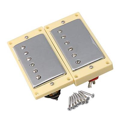 Yibuy 2-Piece Double Coil Humbucker Pickup Set with Chrome Covers for Electric Guitar