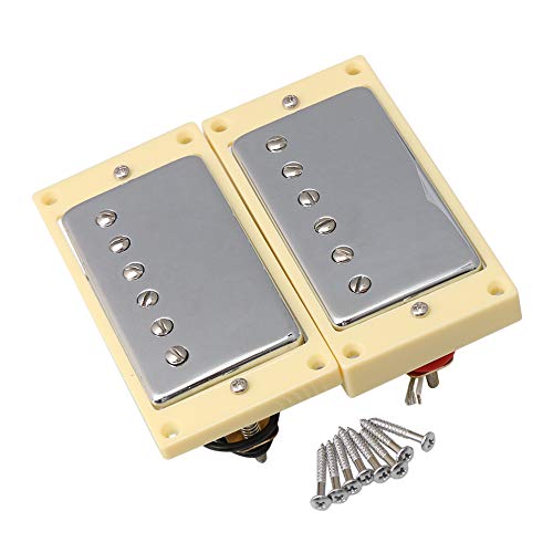 Yibuy 2-Piece Double Coil Humbucker Pickup Set with Chrome Covers for Electric Guitar