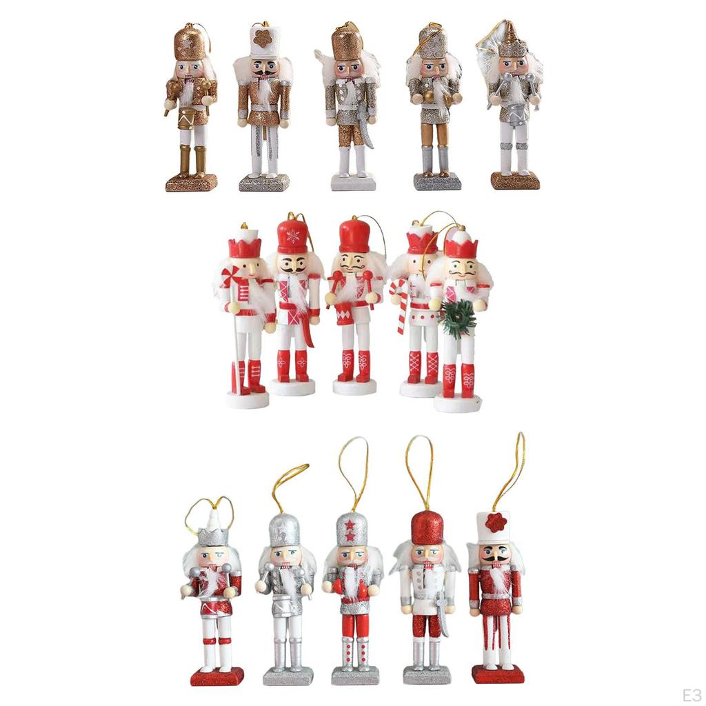 5 Pieces Christmas Nutcracker Hanging Ornaments Miniature Figures Puppet Toy