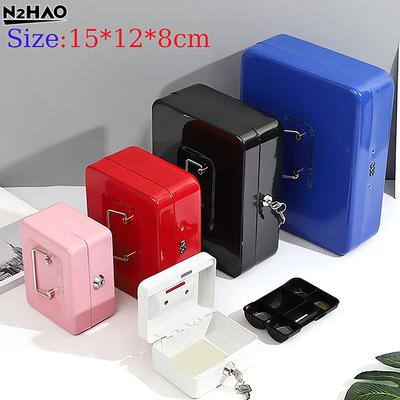 Practical Mini Petty Cash Money Box Stainless Steel Security Lock Lockable Safe Small Fit for House Decoration