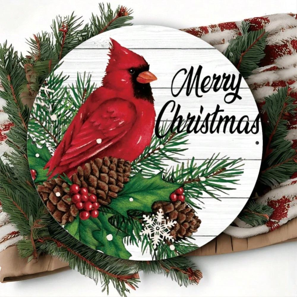 Vintage Red Cardinal Bird Metal Tin Sign 8 Inch Retro Wall Art for Home Bar Decor