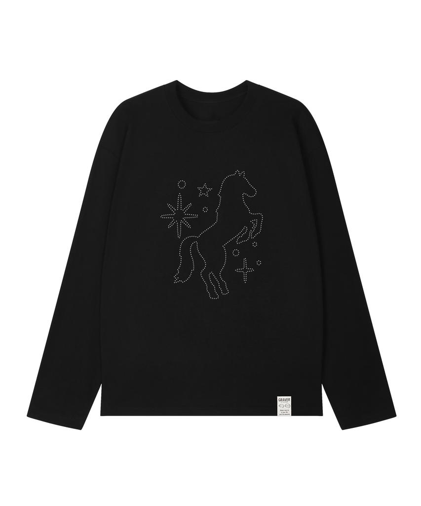GRAVER [Unisex] Stud Dots Pony Long Sleeve T-Shirt_3 Colors