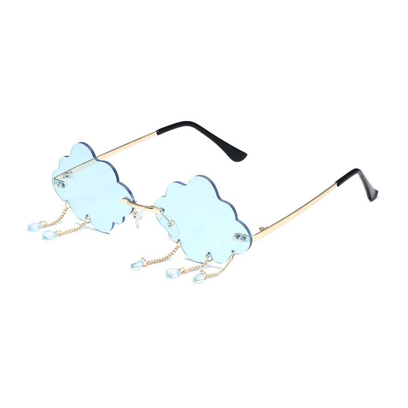 Vintage Clouds Tassel Ladies Sunglasses Steampunk Rimless UV400 Women's Fashion Shades