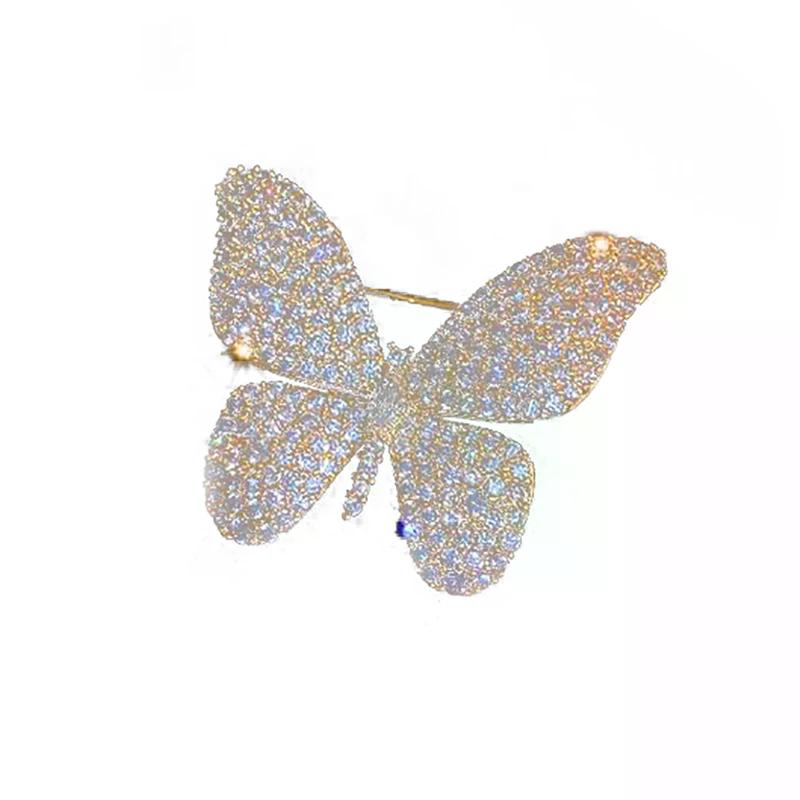 Elegant Temperament Crystal Brooch Pins For Women Shiny Rhinestone Butterfly Corsage Fashion Wedding Party Jewelry Best Gift
