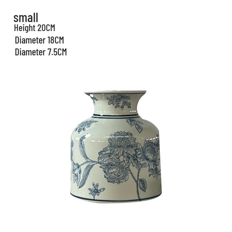 Blue and White Porcelain Flower Vase for Living Room Decoration