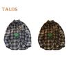 Spring Fall Men Shirt Turn-down Collar Plaid Printing Loose Button-down Retro American Style Long Sleeve Streetwear Top for Travel Daily Wear