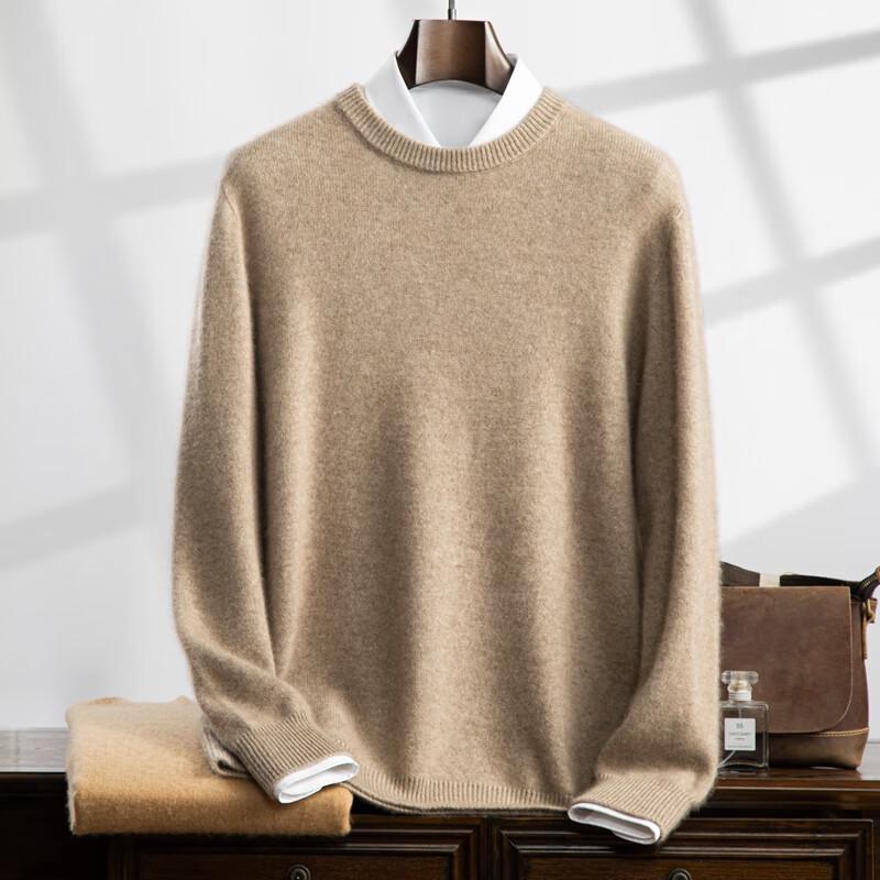 Fanzhen Men's 100% Pure Cashmere Round Neck Pullover Sweater