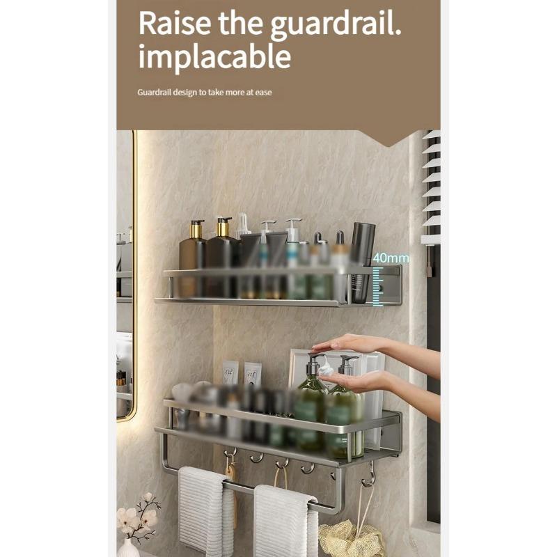 Koupelnový stojan Koupelnová polička Toaleta Prostor Hliník Závěsný stojan Koupelnový organizér Zavěsit na zeď