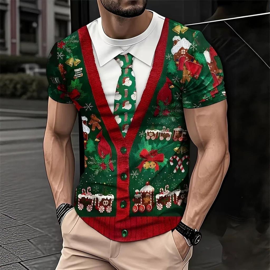 Summer Men's 3D Printed Crew Neck T-Shirt Fashionable, Versatile, Trendy, Breathable, Casual