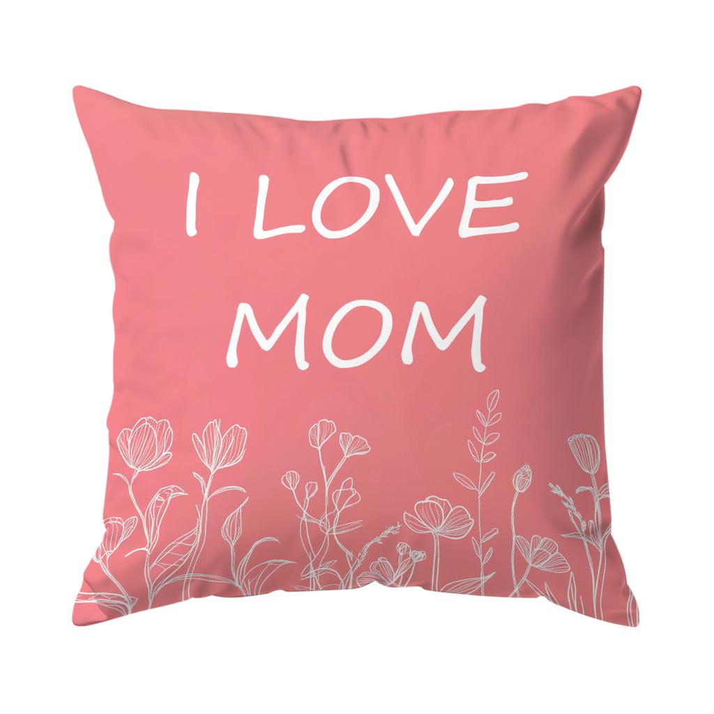 Home Decor I Love Mom Heart-themed Cushion Covers Pattern Cushion Cover Suitable for Sofa Bedroom Car Pillow Cover