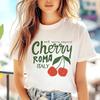 Cherry Pattern Short Sleeved 2025 Women's O-Neck Kawaii Casual Summer Top Women's Cartoon Cute New Clothing Versatile T-Shirt